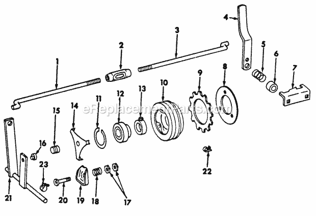 Engine Driven Power Take-Off Diagram and Parts List for 122  Cub Cadet Lawn Tractor